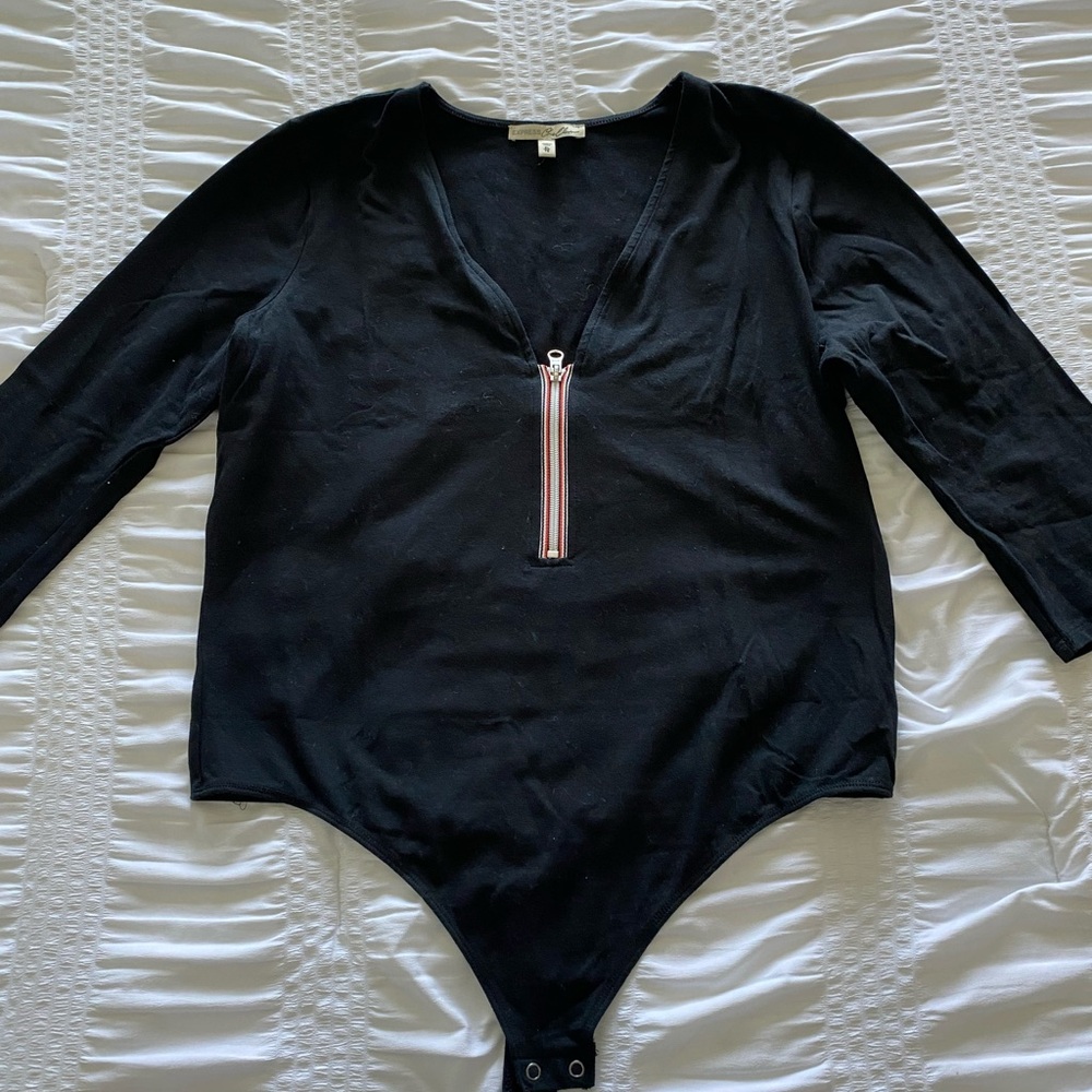 Express Black 3/4 Sleeve Polo Bodysuit